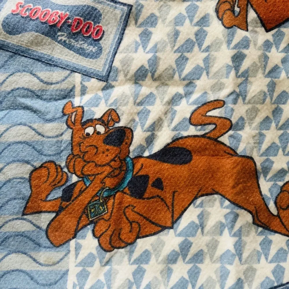 Scooby-Doo Heritage Fleece Blanket Blue Star Pattern Throw Cartoon Vintage